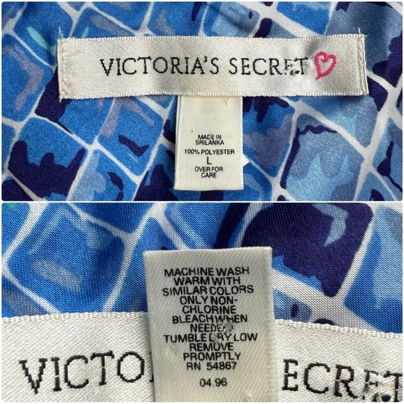 Vintage 1990s Victorias Secret Pink Heart Mosaic Reptile Blue Slip Nightie Large - Picture 11 of 11